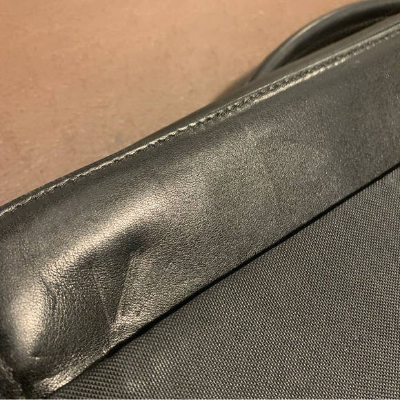 TUMI 2967D Black Leather Nylon Briefcase Laptop Shoulder Messenger Bag - Picture 12 of 16